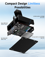 Komputer Tanpa Kipas Generasi ke-12 Intel I5 1235U 6*COM Dual PC Box Industri Tertanam Mendukung Rel DIN