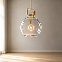 Luminaire suspendu en laiton industriel, globe en verre transparent, lampe suspendue vintage pour îlot de cuisine, salle à manger, luminaire suspendu