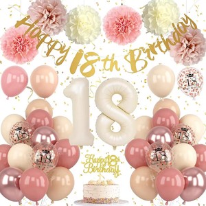 Decoraciones de <span class=keywords><strong>Cumpleaños</strong></span> Número 30 <span class=keywords><strong>para</strong></span> <span class=keywords><strong>Mujer</strong></span>, Globos de Látex Rosa Pálido Retro, Pancarta de Feliz <span class=keywords><strong>Cumpleaños</strong></span> Número 30, Decoración <span class=keywords><strong>para</strong></span> Pastel y Fiesta - Product Image 5