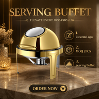 Réchaud de buffet professionnel en acier inoxydable 201, type coquille, 6L, pour chauffe-plats, compatible alcool 60°C
