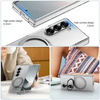 Casing Ponsel Magnetik Putar 360 Derajat untuk Samsung Galaxy Z Fold 8 Ultra 7 6 5 4 3 Transparan Anti Benturan Mendukung Pengisian Daya Nirkabel
