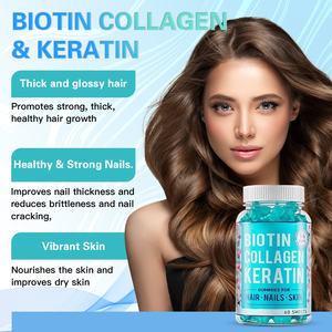 Gommose di biotina extra forte con cheratina e <span class=keywords><strong>collagene</strong></span> - per una crescita rapida dei capelli, unghie forti, pelle luminosa, vegano - Product Image 3