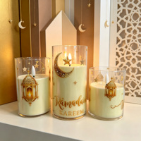Bougie électronique LED en plastique en forme de tasse, motif lune dorée, lumière d'ambiance décorative, best-seller transfrontalier