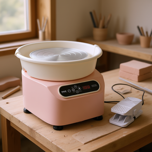 Tornio elettrico per ceramica da 11 pollici, 350W, con schermo LCD touch e pedale per modellare la ceramica e realizzare opere d'arte con la ruota. - Product Image 2