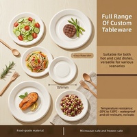 Assiette jetable ronde en bagasse, bord côtelé, robuste, épaisse, biodégradable, compostable, bord lisse, pour collations, desserts et fêtes