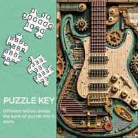 Puzzle de guitare steampunk en bois à 1000 pièces, kit de modélisme artisanal, décoration de bureau, cadeau