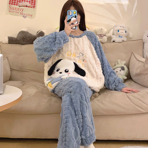 Pyjamas en velours corail pour femmes automne et <span class=keywords><strong>hiver</strong></span> épaissi chaud pyjama coréen ample costume peut être porté à l'extérieur des ensembles de vêtements de nuit - Product Image 5