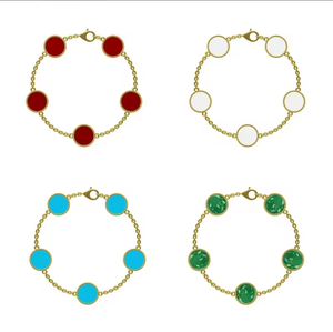 Hochwertiges Klassisches Kleeblatt Glücks-Achat-Armband Luxuriöser Modeschmuck für Damen - Product Image 1