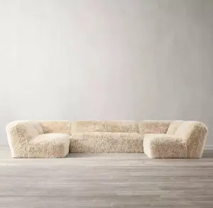 Sofá de lana de diseño personalizado, muebles para el hogar, sofás seccionales de salón en forma de U multicolor