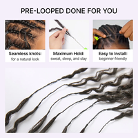 Extensions de cheveux au crochet brésiliennes à ondulations profondes, pré-bouclées, avec fil invisible de haute qualité, pour femme, vente en gros