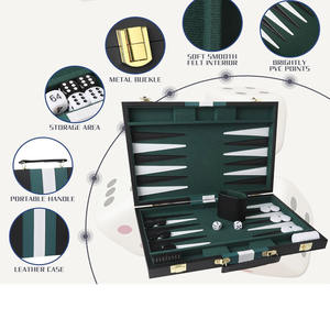 Jeu <span class=keywords><strong>de</strong></span> backgammon <span class=keywords><strong>de</strong></span> voyage portable pour 2 joueurs, plateau <span class=keywords><strong>de</strong></span> backgammon <span class=keywords><strong>de</strong></span> luxe personnalisé avec cube multiplicateur - Product Image 3
