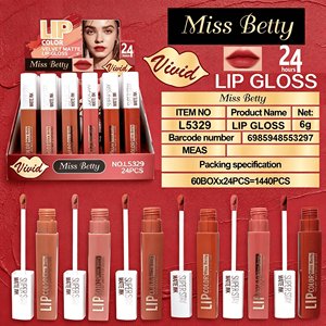Vente en gros <span class=keywords><strong>Miss</strong></span> <span class=keywords><strong>Betty</strong></span> Plush Lip Gloss Keychain Prix de gros Mignon Monstre Brillant à lèvres Fournisseur Maquillage Vendeur L6530 6g 24PCS - Product Image 6