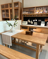 Moderner Massivholz-Luxus-Esstisch mit Rechteckigem Werkbank-Design für Zuhause, Ferienwohnung, Wohnzimmer oder Büroverhandlungen