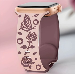 Bracelet de montre en silicone bicolore gravé au laser personnalisé, bracelet de montre à double couche pour Apple Watch Ultra 2 10 9 8 7 <span class=keywords><strong>6</strong></span> 5 4 - Product Image 3