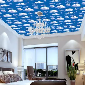 Udk 3D nhà trang trí hình nền Sticker 3D bầu trời màu xanh mô hình dán tường cho trang trí nội thất