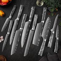 Couteau de chef Damas avec manche en résine, gravure laser, finition ultra-polie, ambidextre, compatible lave-vaisselle, pour la cuisson de la viande