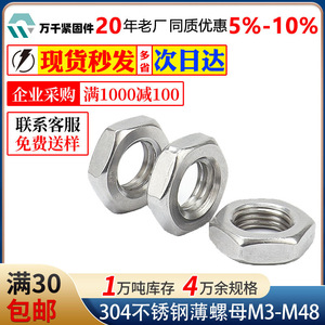 Wanqian Fasteners Stainless Steel Hexagonal Thin Nuts M6 M8 M10 M12 M14 M16 M20 M24 DIN439 Standard - Product Image 5