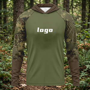 Vente en gros de chemises de pêche sportives unisexes personnalisées avec logo, en spandex/polyester, respirantes, à séchage rapide, avec capuche, taille plus, impression par transfert thermique - Product Image 2