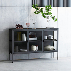 Vitrina de exhibición con 2 puertas de vidrio, armario de acero, mueble de almacenamiento, armario metálico, casillero para sala de estar, estantería de acero, librero - Product Image 5