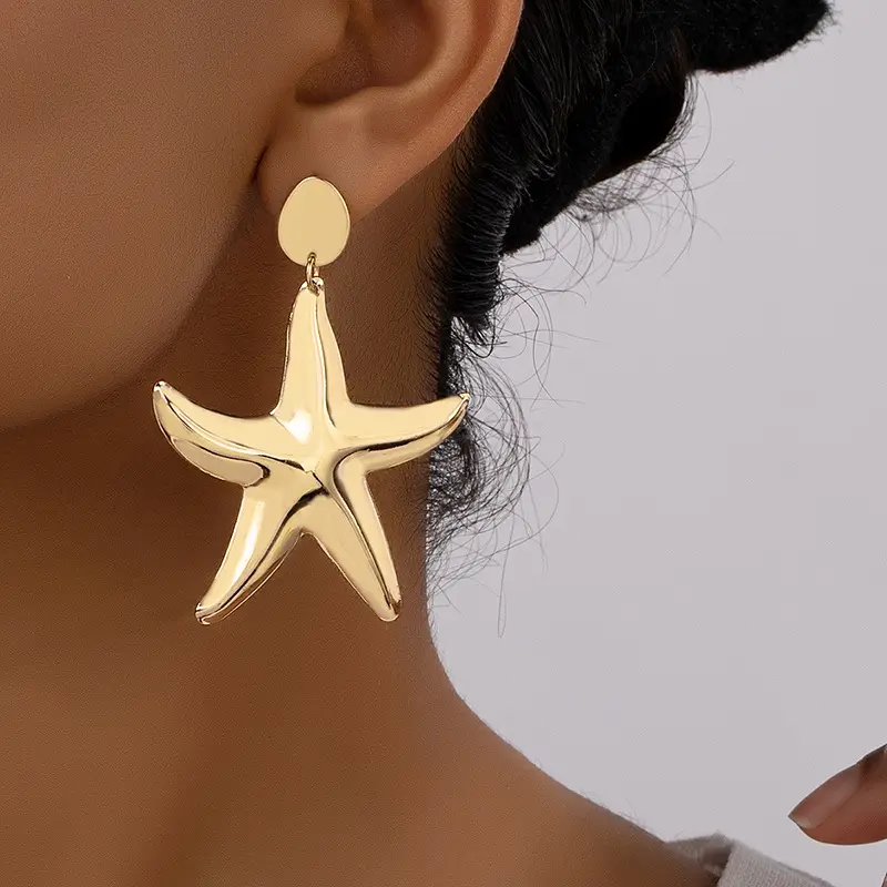 Phổ biến Lớn Sao earrings14k Vàng Hoop Bông tai bán buôn
