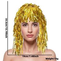 Perruque en soie PET multicolore 33,5 cm pour fête, anniversaire, carnaval, bar, maquillage, bal, décoration de tête