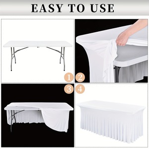 <span class=keywords><strong>Nappe</strong></span> de table carrée en polyester réutilisable, écologique et personnalisable, 4FT, 6FT, 8FT, pour événements, mariages et fêtes – Vente en gros à prix abordable - Product Image 5