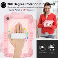 Étui antichoc triple couche pour Samsung Galaxy Tab A9 Plus 11 pouces avec support rotatif à 360°, sangle de transport et protection intégrale