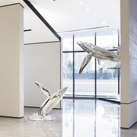 Ornement mural en fibre de verre en forme de baleine, sculpture de dauphin et de requin, installation artistique murale pour hall de centre commercial et hôtel