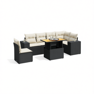 Ensemble de canapés de jardin en rotin noir modulaire, meubles d'extérieur élégants avec coussins en mousse haute densité pour usage extérieur - Product Image 1