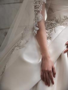 Luxury White Satin Ball Gown Wedding <strong>Dresses</strong> For Bride 2025 With Embroidery - Product Image 4