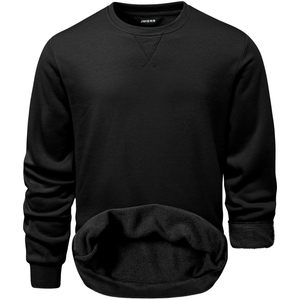 FOXA <b>Mens</b> Cotton Sherpa Lined Sweatshirt Long Sleeve Crewneck Fleece <b>Pullover</b> Fall Winter Casual Wear - Product Image 1