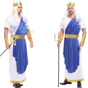 Disfraces de Halloween de HP, Poseidón (mitología griega), Dios, Terremoto, Tormenta, Caballo, Ropa de juego de rol de Dios del Mar, para hombres adultos. - Product Image 1