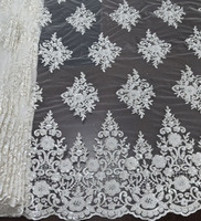 Tela de encaje de tul bordado de alta calidad, nuevo diseño, tela para vestido de novia con cuentas, lote de existencias al por mayor, cuentas, lentejuelas, juguete tejido