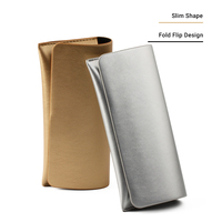 Étui de luxe en similicuir souple pour lunettes, pochette métallique dorée et argentée, étui souple en similicuir PU, étui à lunettes de soleil finement cousu