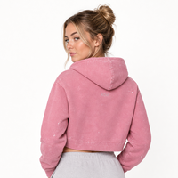 Sweat-shirt zippé en molleton délavé rose pour femme KOVA avec patch en chenille à motif bulles et éclaboussures d'encre sur la poitrine