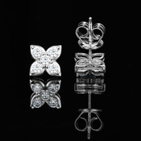 Modische Hip-Hop Vierblättrige Ohrstecker Neues Design Funkelnde 925 Sterling Silber Blumen-Schmuck VVS D Moissanit-Ohrringe