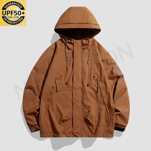 Custom Hooded Long Sleeve Windbreaker <b>Jacket</b> Zipper <b>Lightweight</b> Rainproof and Windproof UPF50+ <b>Lightweight</b> Solid Color <b>Jacket</b> - Product Image 3