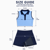 Ensemble de tennis personnalisé pour femme : Haut court polo sans manches à col contrastant et jupe-short enveloppante avec short intégré pour le sport