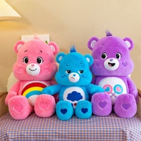 Boneka Beruang Lisa Kartun Hati Warna-warni Beruang Pelangi Baru Super Lembut Penghilang Stres 28cm Isi Kapas PP Grosir