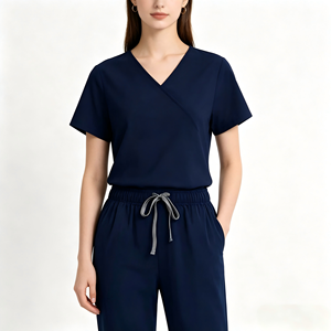 Medische scrubsets met V-hals, korte mouwen en trekkoordbroeken voor dokters, verpleegkundigen, werk kleding, gezondheidszorg, tandheelkunde, dierenartsen 42186 - Product Image 4