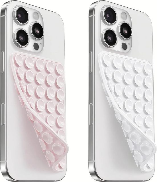 Silicone Suction Cup Phone Case Mount Double-Sided HandFree Strong Grip Holder Selfie Video iPhone Android Stand Shower Friendly