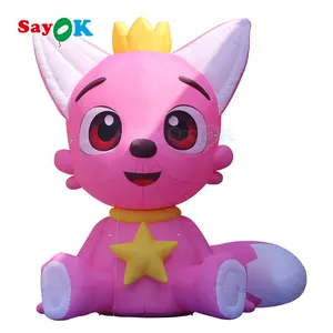 Customized High Quality PVC Inflatable Fox for Decoration Cute Pink Pvc Giant for Advertising