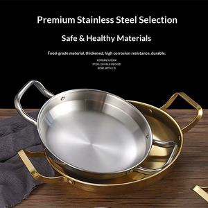 चीनी शैली स्टेनलेस स्टील समुद्री भोजन बर्तन गर्म बर्तन फ्लैट नीचे उथले वाणिज्यिक फ्राइड चिकन पैन वोक रामी पॉट डबल कान पॉट - Product Image 6