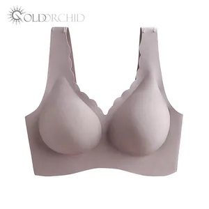 Sexy geometrische Black Pink Push-up selbst klebende Gesundheit Khaki Thai Latex Frauen BH