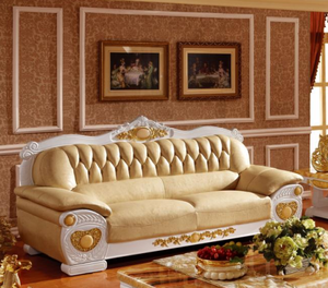 Ensemble de canapés sectionnels en bois massif, canapé en cuir classique, meubles de luxe pour salon, villa, maison, appartement, bureau - Product Image 2