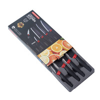 Ensemble de 6 couteaux de cuisine antiadhésifs avec ciseaux, éplucheur, couteaux de chef à bord ondulé en acier inoxydable pour la cuisson