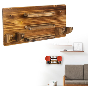 Soporte de pared de madera para palas de ping pong, estante de almacenamiento de madera para tenis de mesa, con capacidad para 6 palas y 12 pelotas - Product Image 5