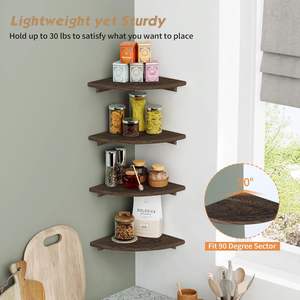 Étagère d'angle flottante noire moderne, petite étagère <span class=keywords><strong>murale</strong></span> en bois arrondie, mini bibliothèque pour chambre à coucher - Product Image 3