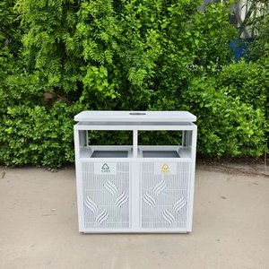 ถังขยะเหล็กชุบสังกะสีกลางแจ้ง ขนาด 100x40x100 ซม. สำหรับแยกประเภทขยะรีไซเคิล ดีไซน์มินิมอล รูปทรงสี่เหลี่ยมผืนผ้า - Product Image 1