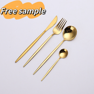 Số lượng lớn Bồ Đào Nha mạ vàng bạc thìa dĩa và dao thép không gỉ Flatware cho đám cưới - Product Image 1